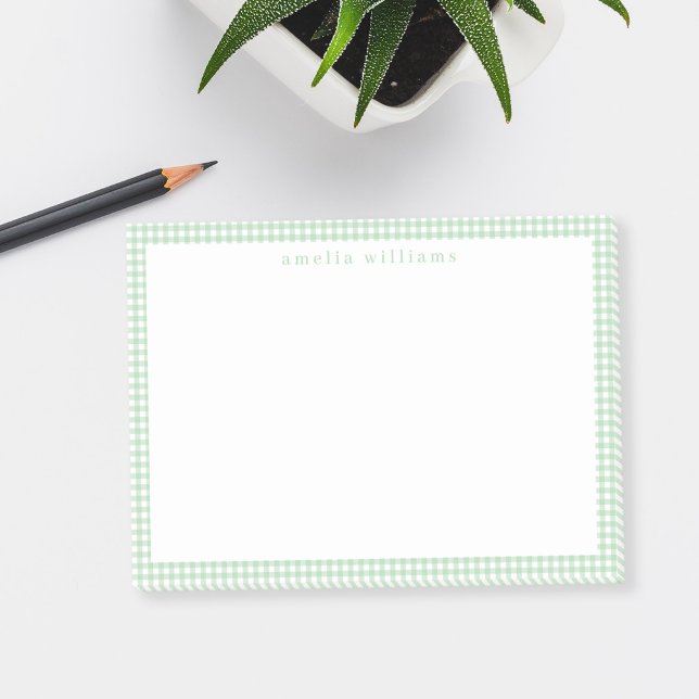 Green Gingham Plaid Post-it Notes (Creator Uploaded)