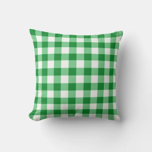 Green Gingham Reversible Throw Pillow