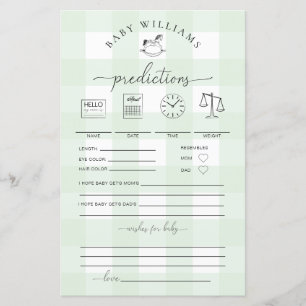Green Gingham Rocking Horse Baby Predictions Game