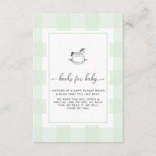 Green Gingham Rocking Horse Book Request Card
