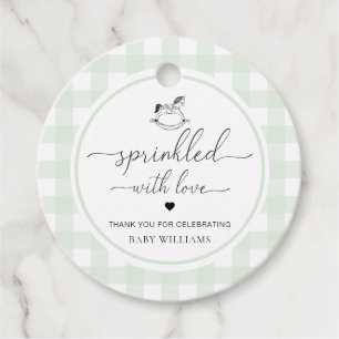 Green Gingham Rocking Horse Sprinkled With Love Favour Tags