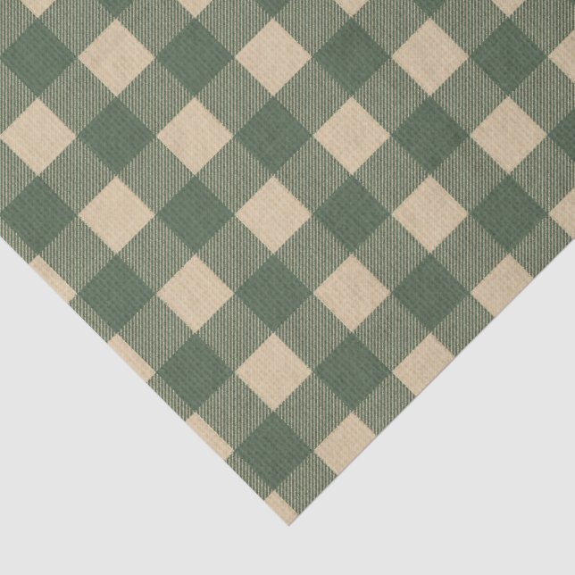 Green Gingham Rustic Country Tissue Paper (Detail)