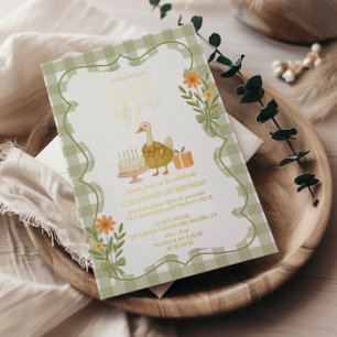 Green Gingham Silly Goose 1st Birthday