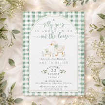 Green Gingham Silly Goose on the Loose Baby Shower