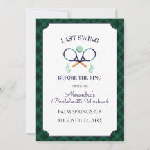 Green Gingham Tennis Bachelorette Party