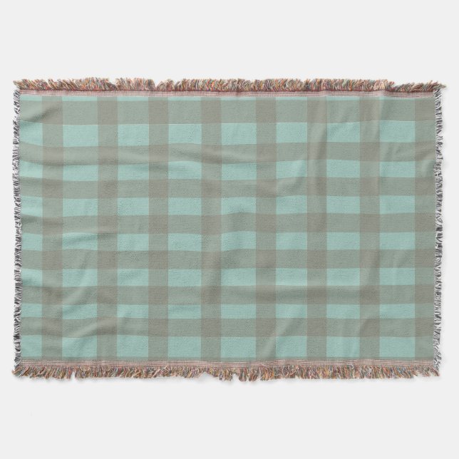 Green Gingham Throw Blanket (Front)