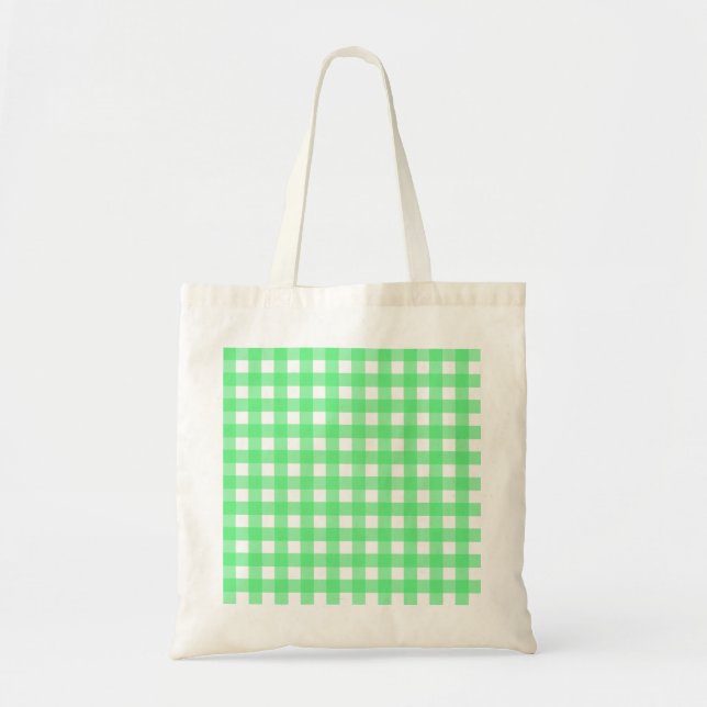 Green gingham tote bag (Front)