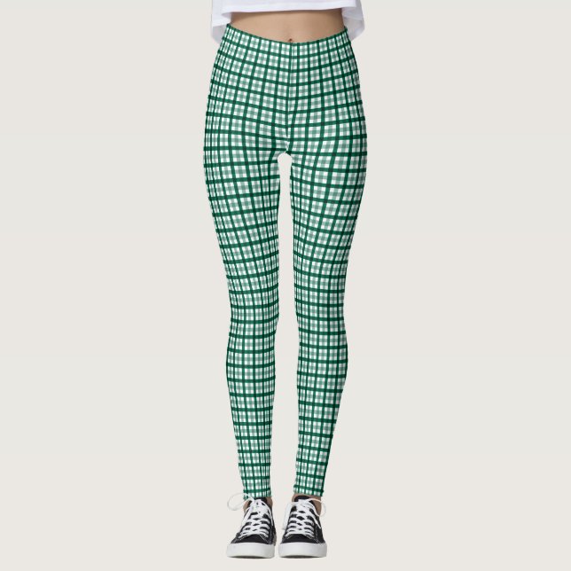 Green Gingham Women's Leggings (Front)