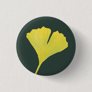 Green Gingko Leaf Nature Lover Botanical Pattern 3 Cm Round Badge