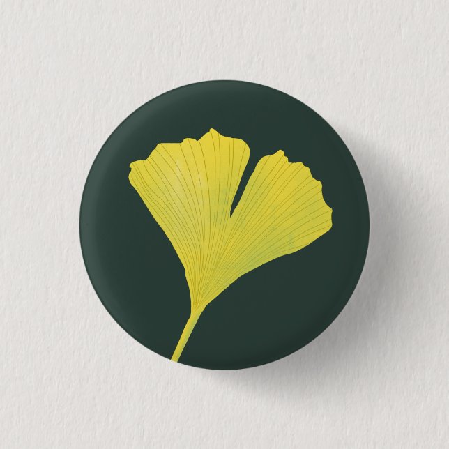 Green Gingko Leaf Nature Lover Botanical Pattern 3 Cm Round Badge (Front)