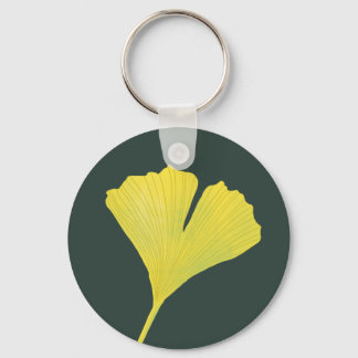 Green Gingko Leaf Nature Lover Botanical Pattern Key Ring