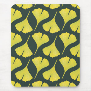 Green Gingko Leaf Nature Lover Botanical Pattern Mouse Mat