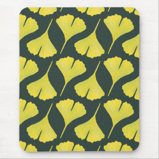 Green Gingko Leaf Nature Lover Botanical Pattern Mouse Mat
