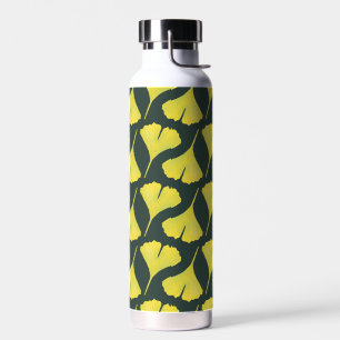 Green Gingko Leaf Nature Lover Botanical Pattern Water Bottle