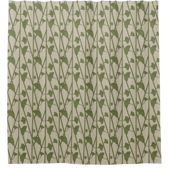 green ginkgo biloba - shower curtain (Front)