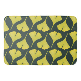 Green Ginkgo Leaf Pattern – Spring Botanical Bath Mat