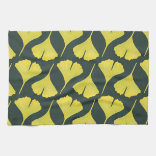 Green Ginkgo Leaf Pattern – Spring Botanical Tea Towel