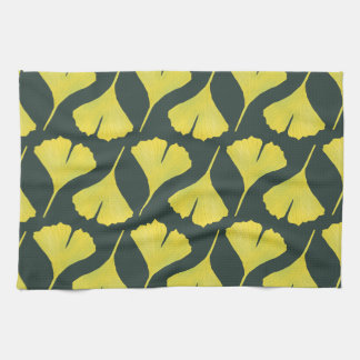 Green Ginkgo Leaf Pattern – Spring Botanical Tea Towel