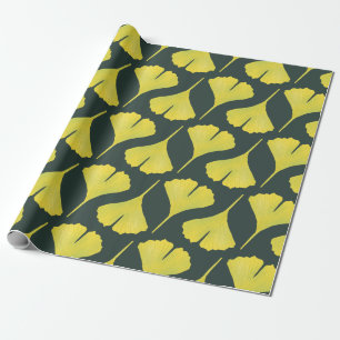 Green Ginkgo Leaf Pattern – Spring Botanical Wrapping Paper