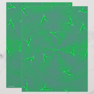 Green Ginseng Man Scrapbook Paper 2-Sided Page