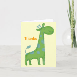 Green Giraffe Applique Thanks Thank You Card