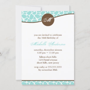 Green Giraffe Pattern Birthday Invitation