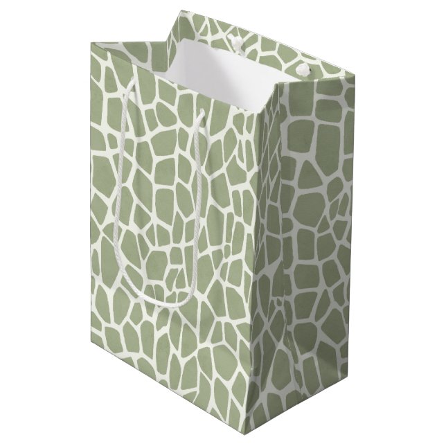 Green Giraffe Print Birthday Medium Gift Bag (Front Angled)