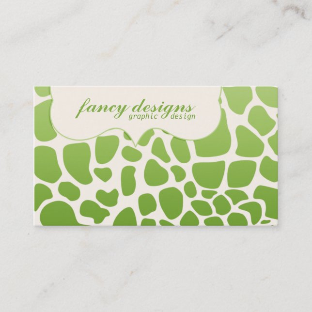 Green Giraffe Print Business Card (Front)