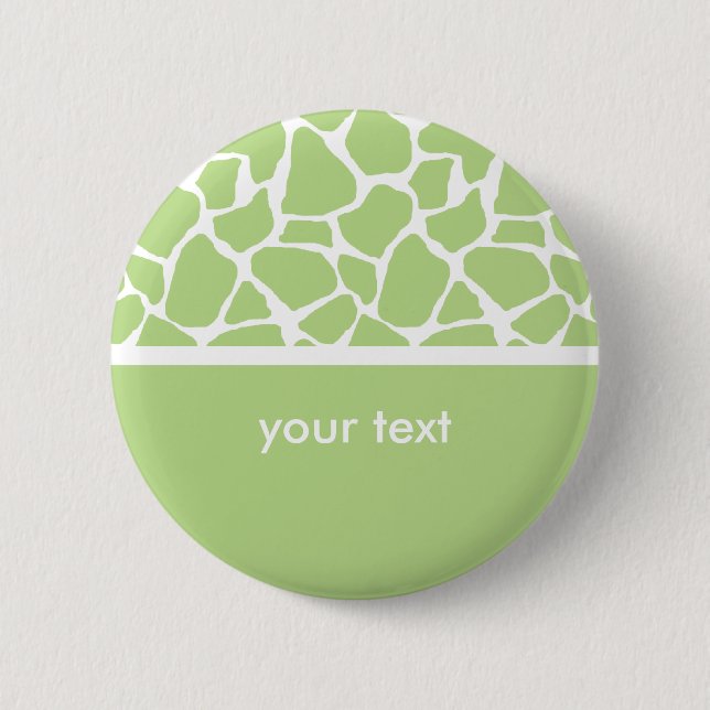 Green Giraffe Print Customisable Button (Front)