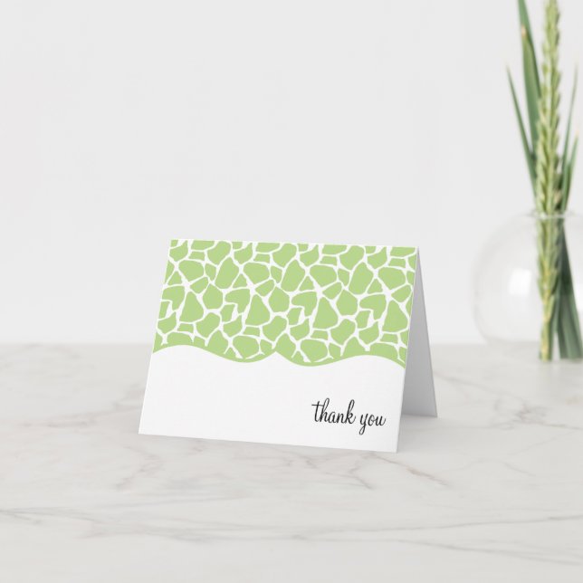 Green Giraffe Print Thank You Notes (Front)