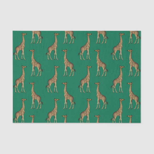 Green Giraffe Wildlife Tissue Paper (Front)