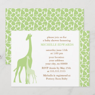 Green Giraffes Neutral Baby Shower Invitation