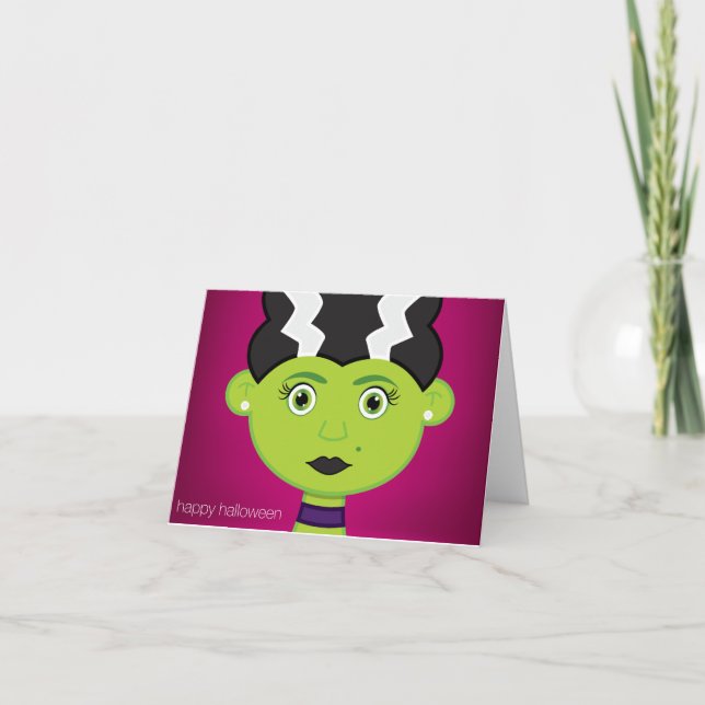 Green girl monster card (Front)