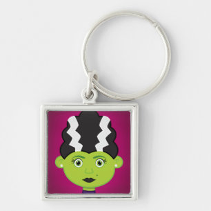 Green girl monster key ring