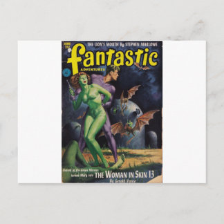 Green Girl vs Duck Bats Postcard