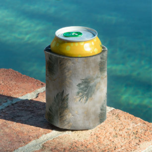 Green Glam Chic Gold Tropical Leaves Can Cooler