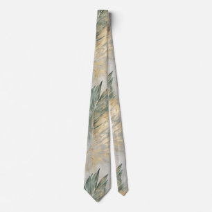 Green Glam Chic Gold Tropical Leaves  Tie