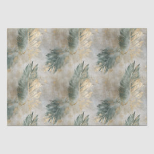 Green Glam Chic Gold White Tropical Leaves Tissue Paper