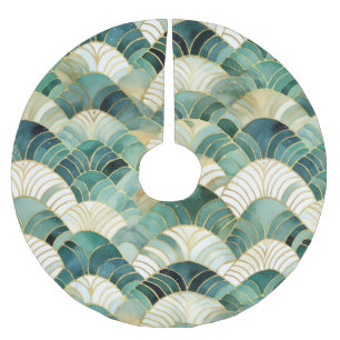 Green Glam Gold Abstract Brushed Polyester Tree Skirt