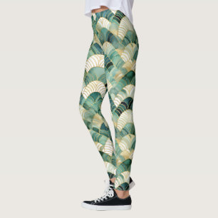Green Glam Gold Abstract Leggings