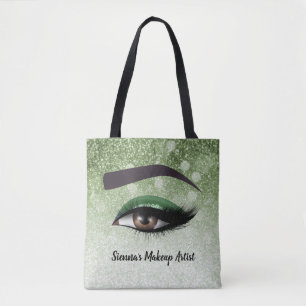 Green glam lashes eyes makeup artist tote bag