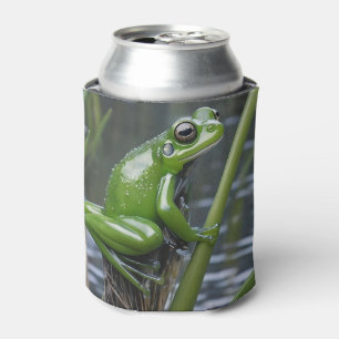 Green Glass Frog On Reeds At The River, Can Cooler