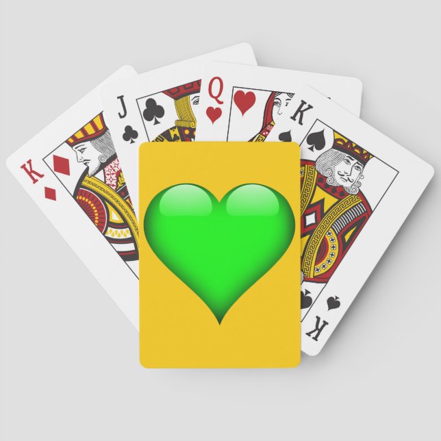 Green Glass Heart Customisable Playing Cards (Back)