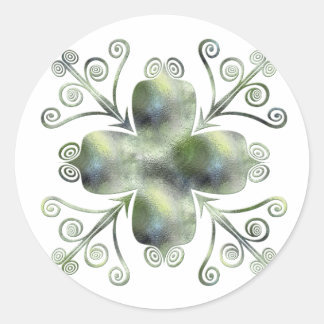 Green Glass Texture Scrolled Design Stickers