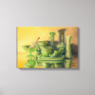 “Green Glassware” Canvas Print
