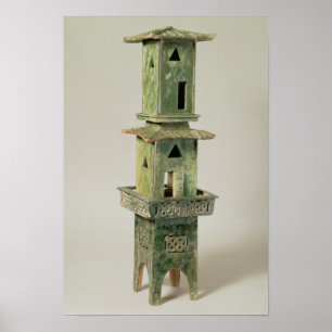 Green glazed model of a tower poster