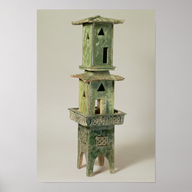 Green glazed model of a tower poster (Front)