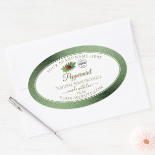 Green Glitter and White Product Label Ladybug Logo