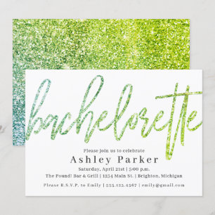 Green Glitter Bachelorette Party Invitation