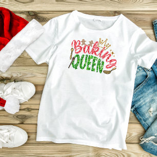 Green Glitter Baking Queen Personalized Bling T-Shirt